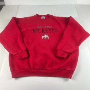 VTG Logo 7 Ohio State Buckeyes Sweatshirt Extra Large Red Embroidered Crewneck